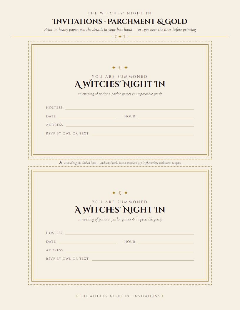 Printable Witches Night In invitations